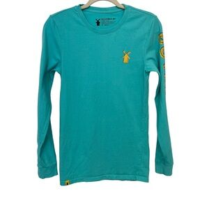 Dutch Bros Coffee Shirt Unisex Blue Long Sleeve Employee Uniform Crew Neck